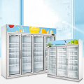 Supermarket glass door corner beverage refrigerated showcase display cabinet